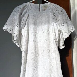 Kate Spade Women's White Spice Things Up Eyelet Shift Dress Size S